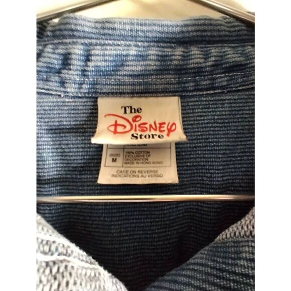 Vintage Disney Winnie The Pooh Long Embroidered Cotton Denim Button Down Shirt S - Picture 5 of 5